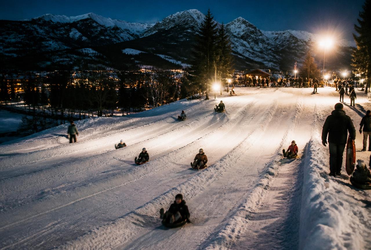 Evening Glow Sledding Under Lights